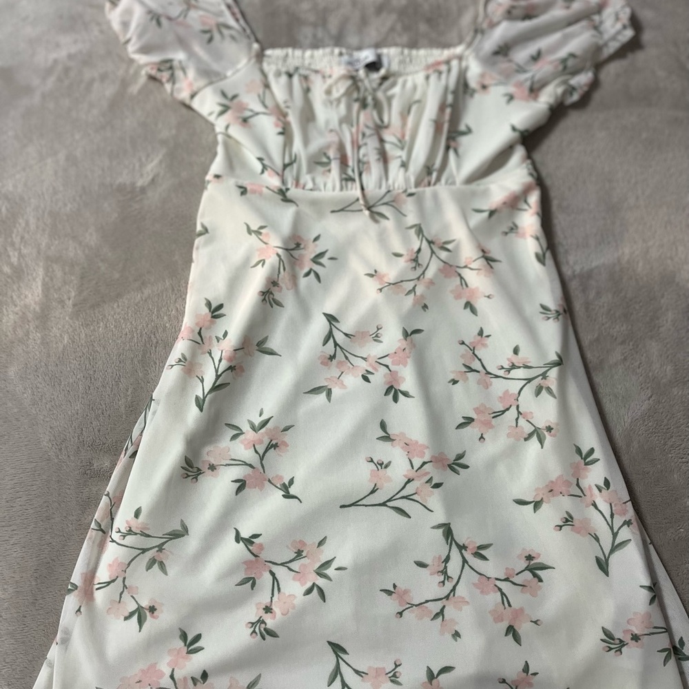 HollisterWhite Floral Off-Shoulder Dress - Pink Blossom-Size small